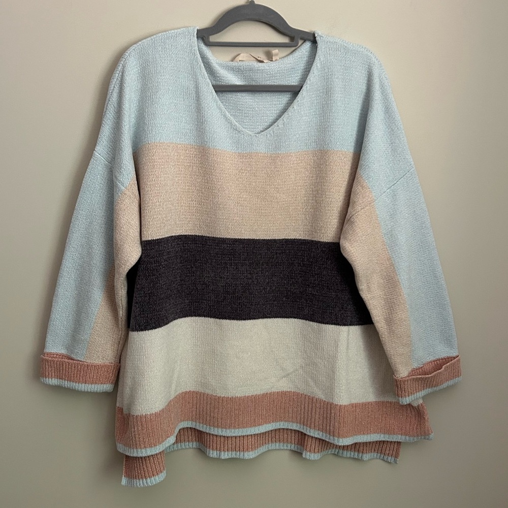 Soft Surroundings Striped Chenille Sweater Size 1X